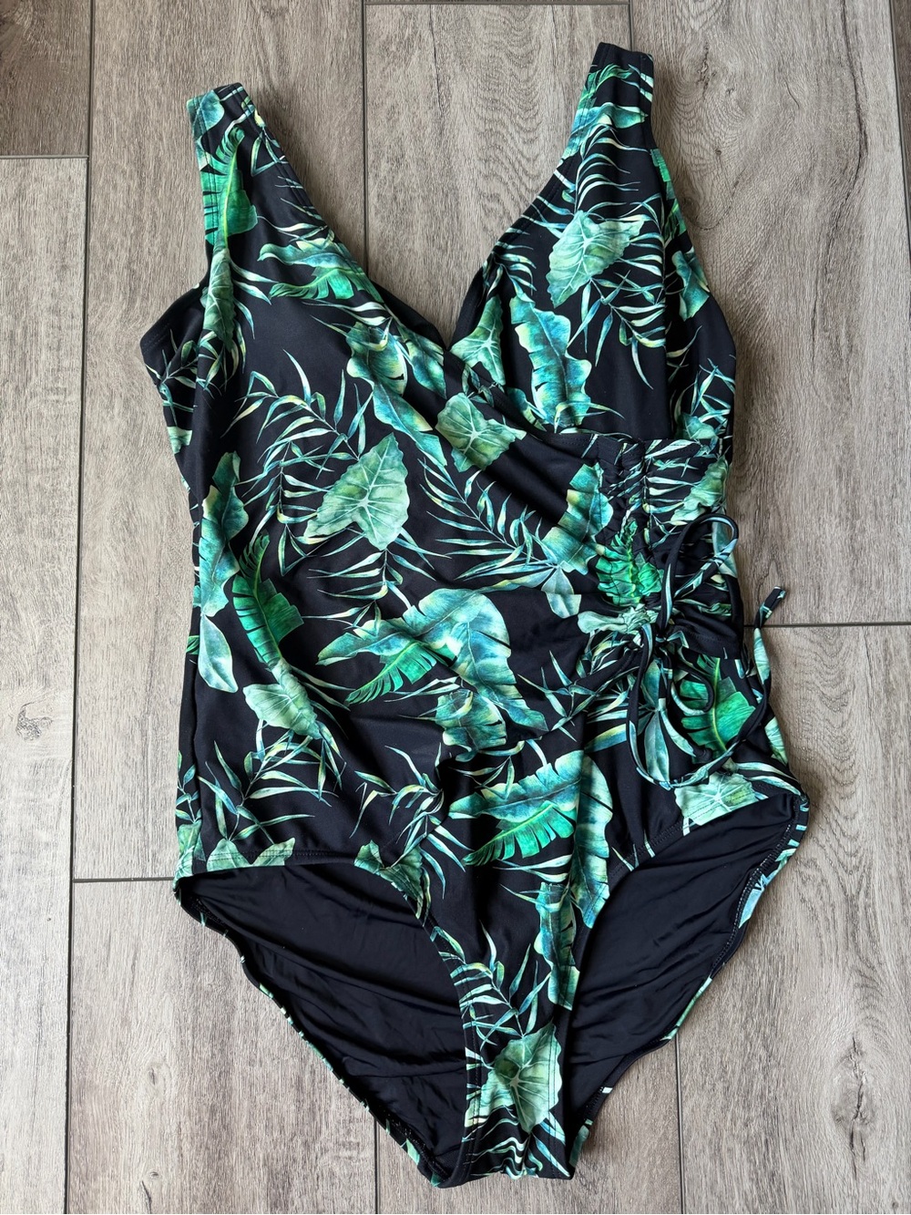 Nip Tuck- One-Piece Swimsuit with Green Tropical Print- Vacation Ready!